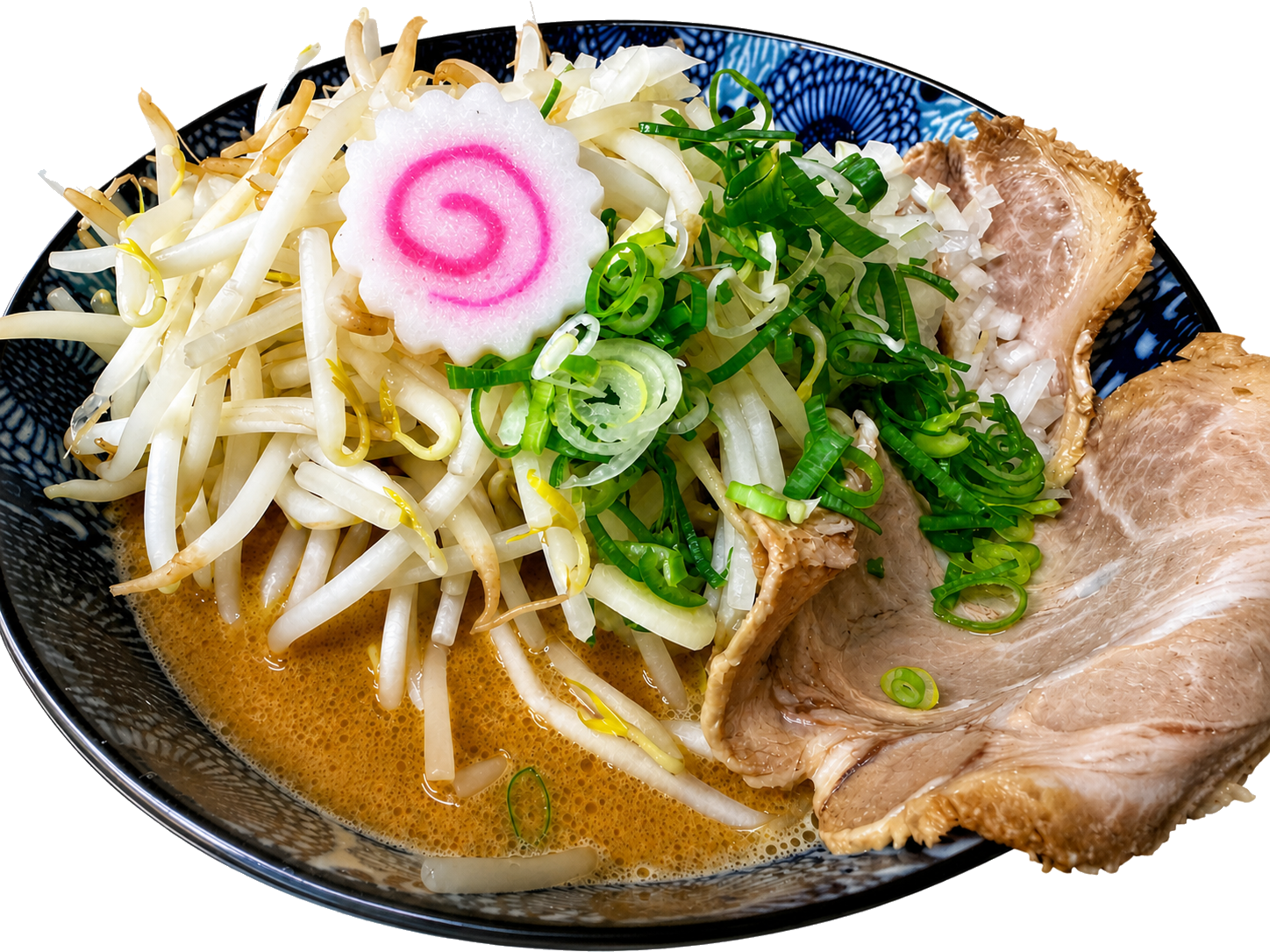 野菜とチャーシューを盛り付けた焼き味噌ラーメン(豚・鶏)